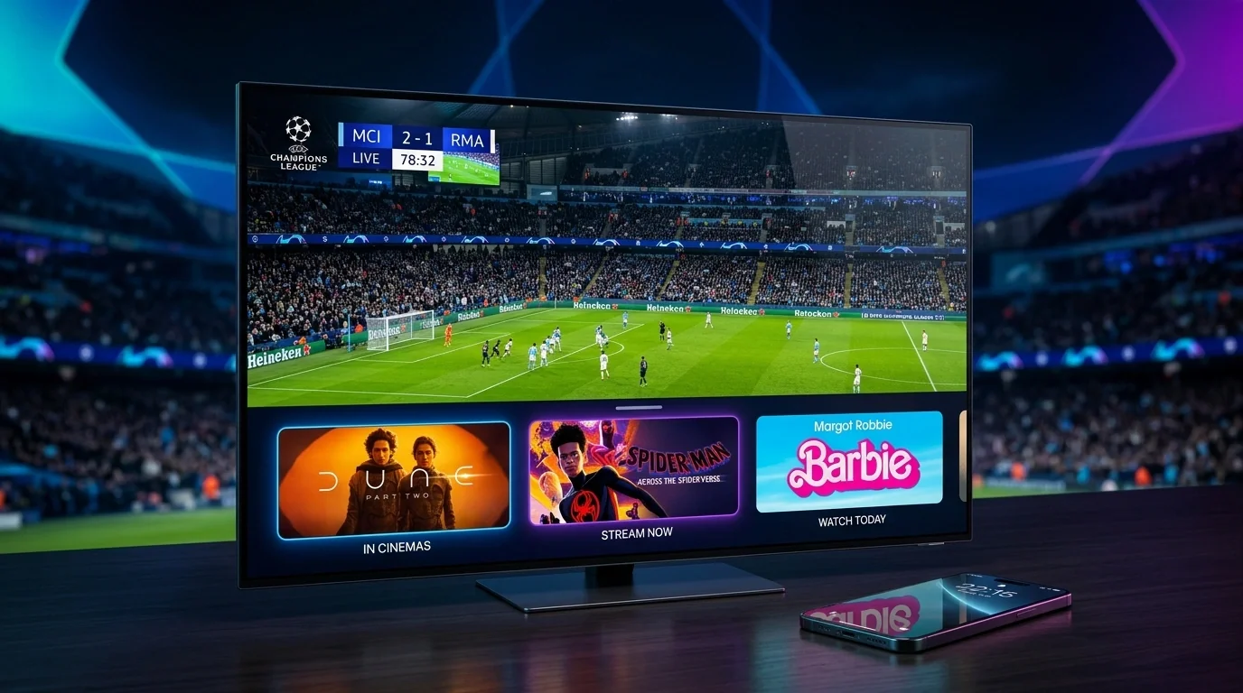 Smart TV and Mobile Phone Streaming Football and Movies